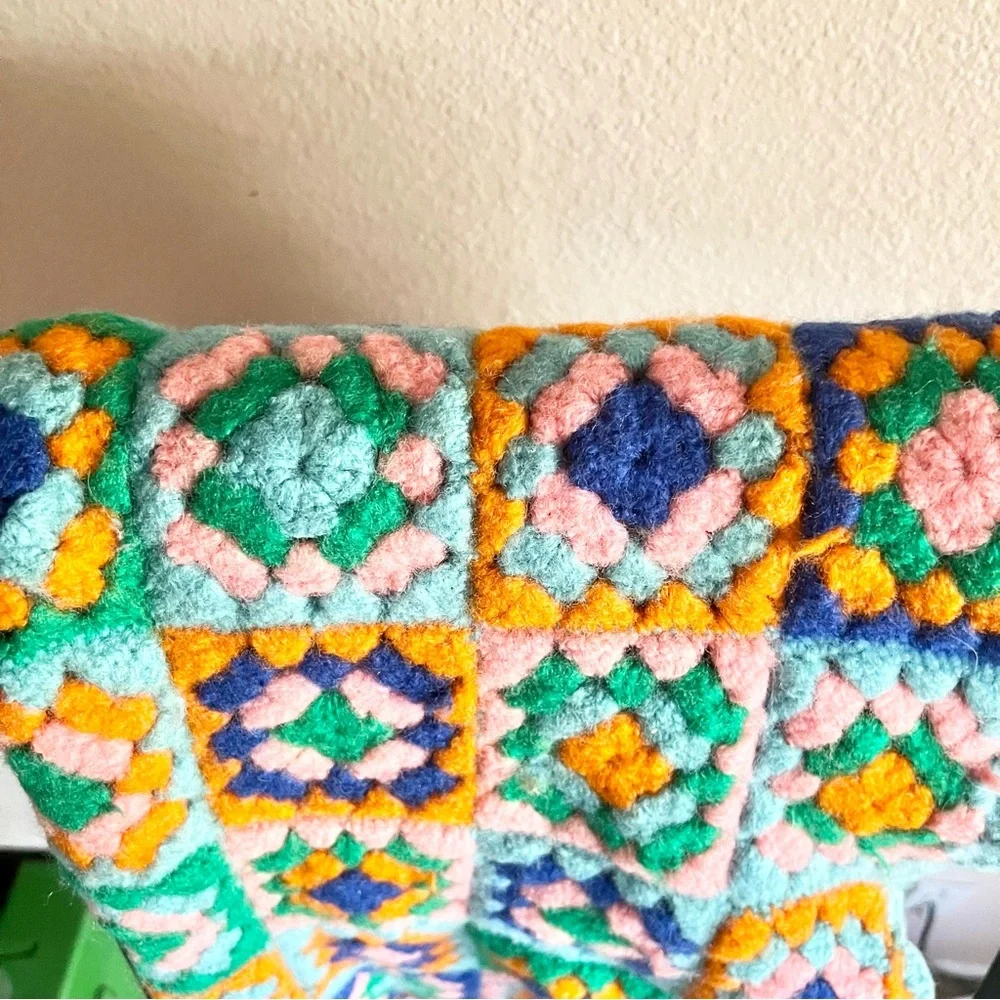 Vintage Wool Granny Square Afghan